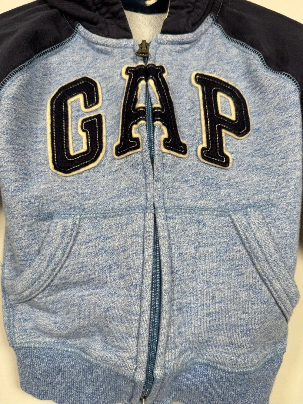 Baby Gap Toddler Boy Colorblock Fleece Zip Hoodie Blue Navy 3T